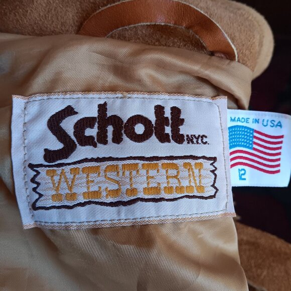 Vintage Women's Fringe Jacket sz 12 Schott Suede Leather Western Hippy USA 80's - Picture 7 of 8